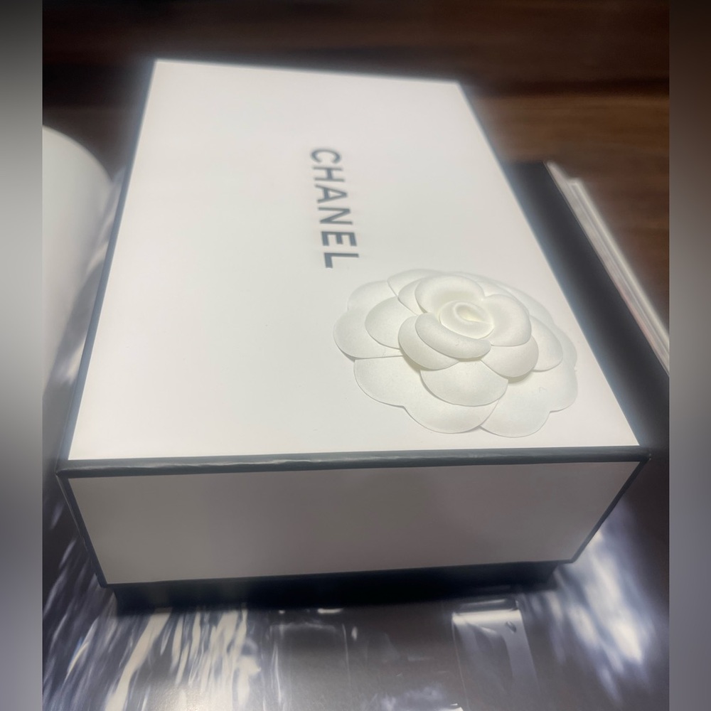 CHANEL White & Black Box with Camellia Accent